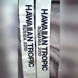 The LAST Embroidered Hawaiian Tropic Pageant Sashes ROMANIA OR RUSSIA